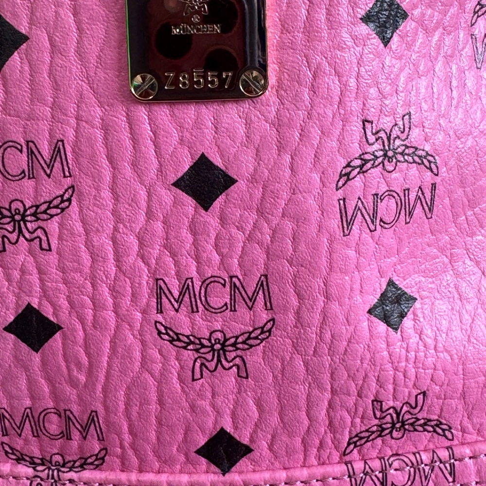 MCM Pink Backpack with Gold Accents - Picture 6 of 9